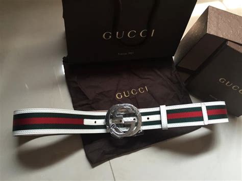 gucci original clasico cinturon blanco|More.